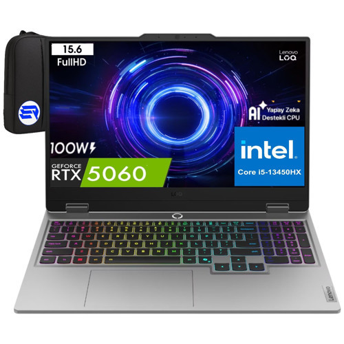 Loq 15IRX10 83JE00ENTREP2 I5-13450HX 64GB Ram 512GB SSD RTX5060 15.6" Fhd 144Hz WIN11 Pro + Elektropasaj Çanta