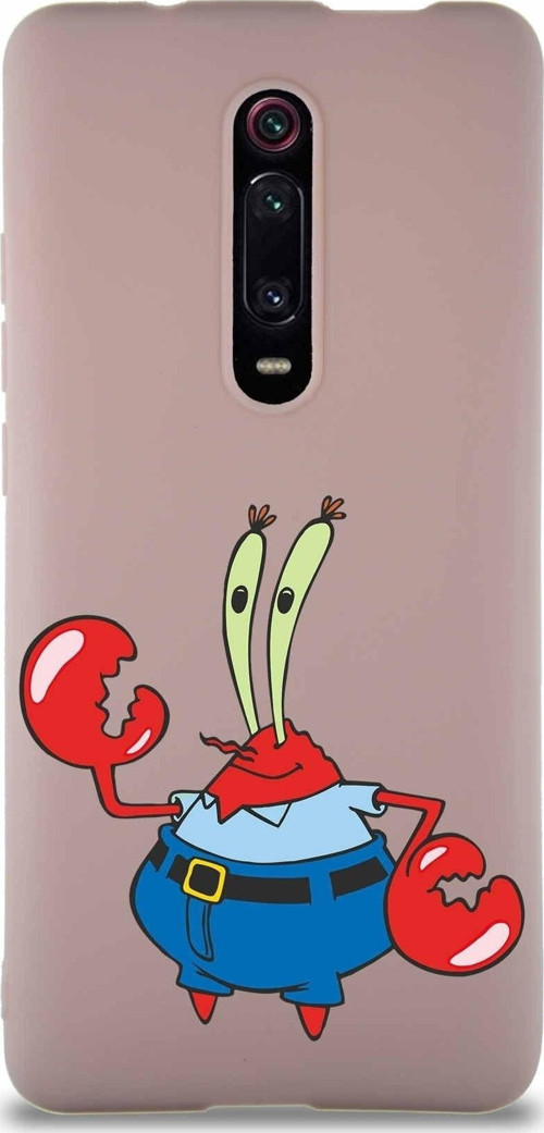 Xiaomi Mi 9T Pro Soft Premier Kapak Bay Yengeç Tasarımlı Silikon Kılıf - Pudra