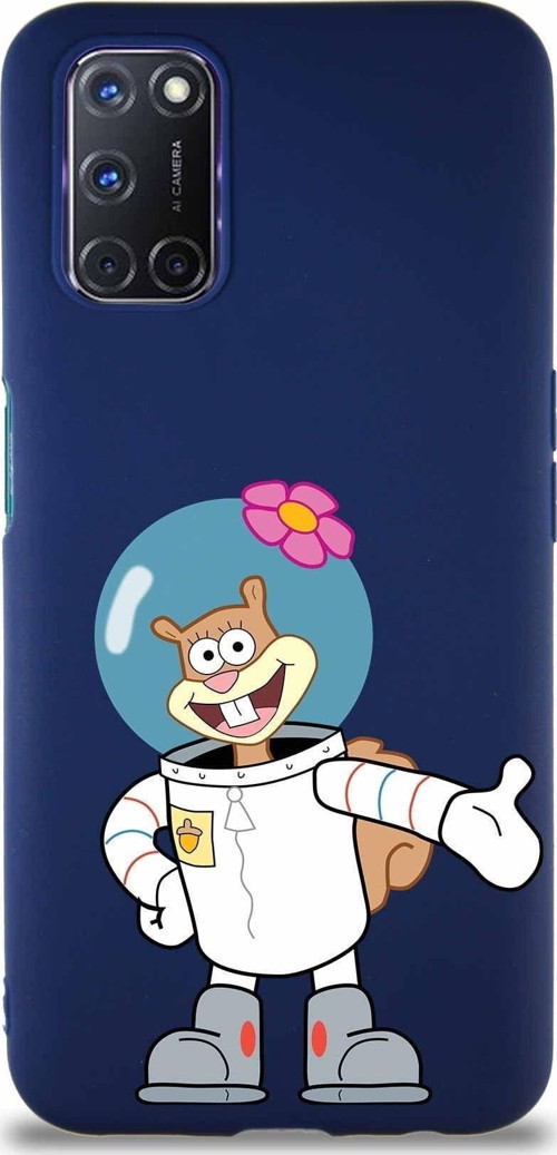 Oppo A52 Soft Premier Kapak Sandy Tasarımlı Silikon Kılıf - Lacivert