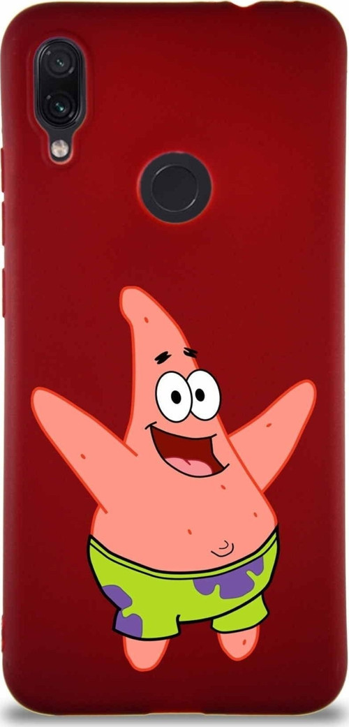 Xiaomi Redmi Note 7 Soft Premier Kapak Patrick Yıldız Tasarımlı Silikon Kılıf - Mürdüm