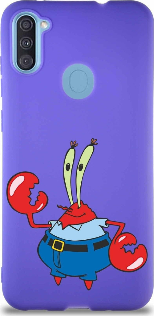 Samsung Galaxy A11 Soft Premier Kapak Bay Yengeç Tasarımlı Silikon Kılıf - Mor