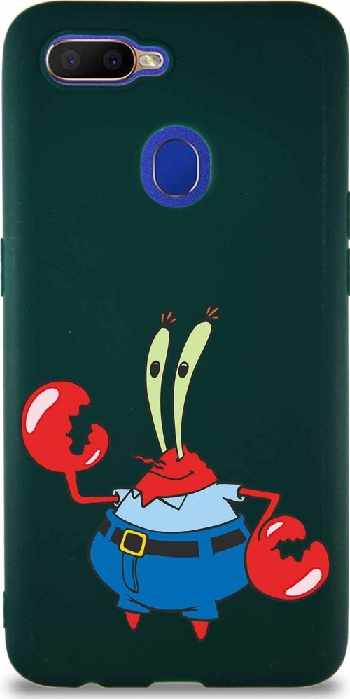 Oppo A12 Soft Premier Kapak Bay Yengeç Tasarımlı Silikon Kılıf - Yeşil