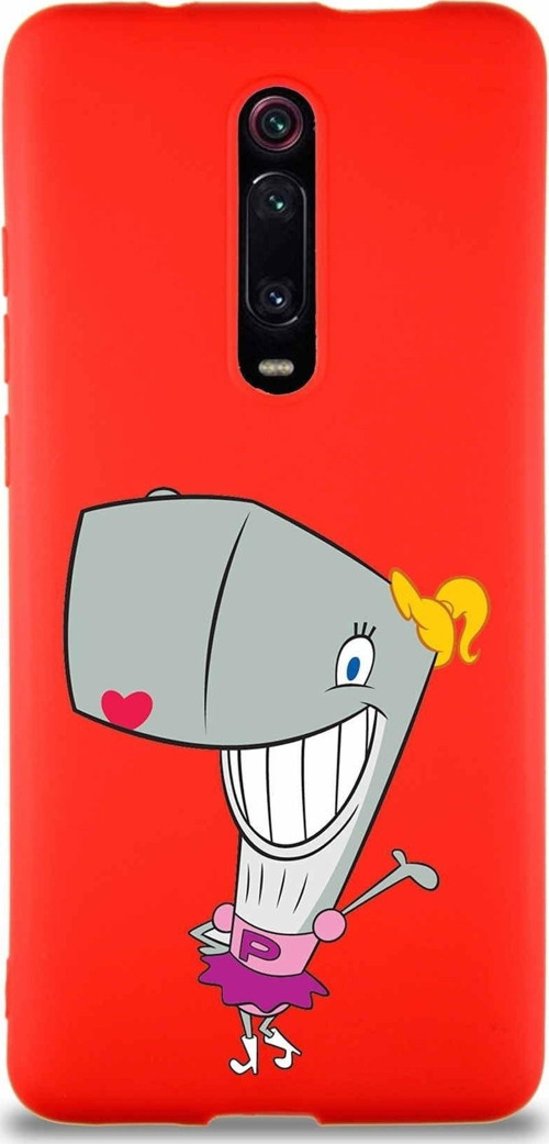 Xiaomi Mi 9T Soft Premier Kapak Pearl Yengeç Tasarımlı Silikon Kılıf - Kırmızı