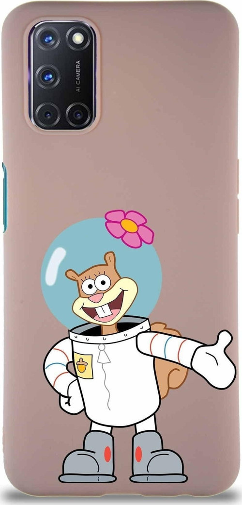 Oppo A52 Soft Premier Kapak Sandy Tasarımlı Silikon Kılıf - Pudra