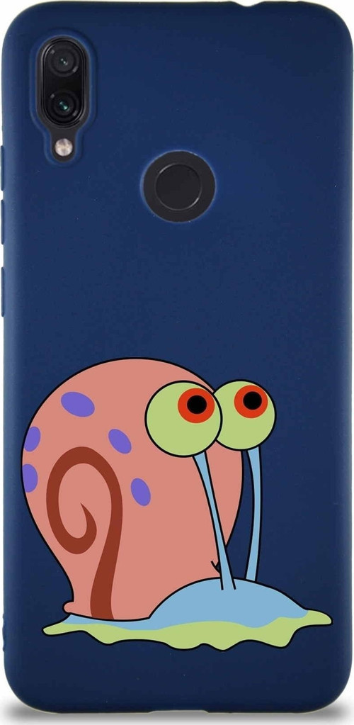 Xiaomi Redmi Note 7 Soft Premier Kapak Salyangoz Gary Tasarımlı Silikon Kılıf - Lacivert