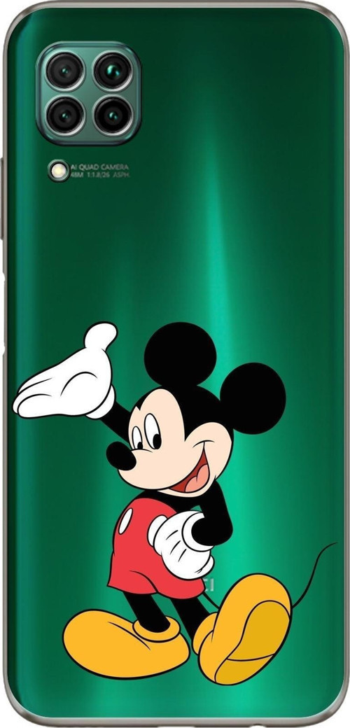 Huawei P40 Lite Kamera Korumalı Kapak Mickey Mouse Tasarımlı Şeffaf Kılıf