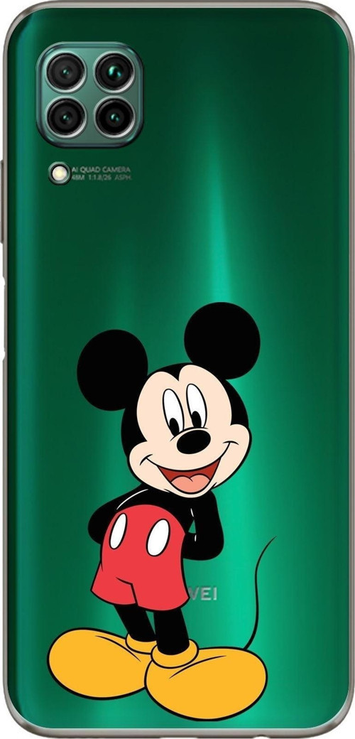 Huawei P40 Lite Kamera Korumalı Kapak Mickey Mouse Tasarımlı Şeffaf Kılıf