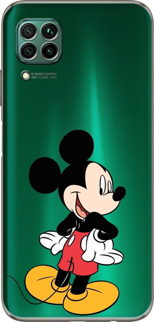 Huawei P40 Lite Kamera Korumalı Kapak Mickey Mouse Tasarımlı Şeffaf Kılıf