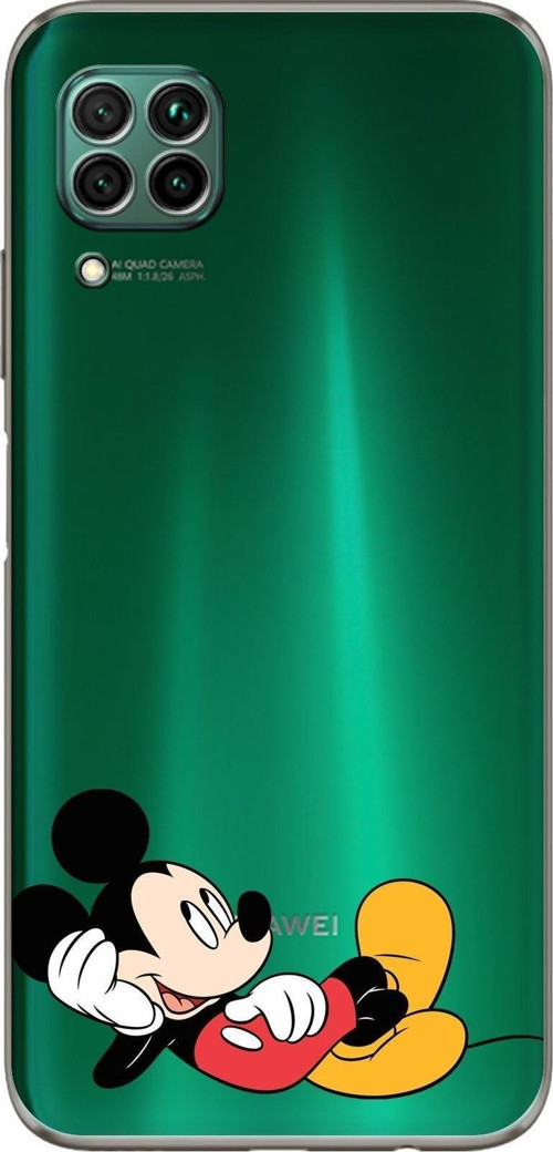Huawei P40 Lite Kamera Korumalı Kapak Mickey Mouse Tasarımlı Şeffaf Kılıf