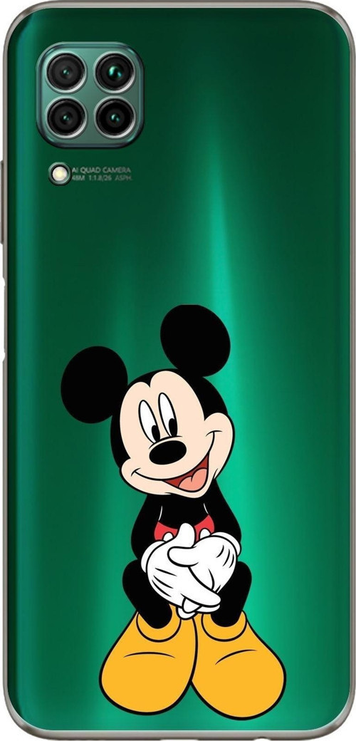 Huawei P40 Lite Kamera Korumalı Kapak Mickey Mouse Tasarımlı Şeffaf Kılıf