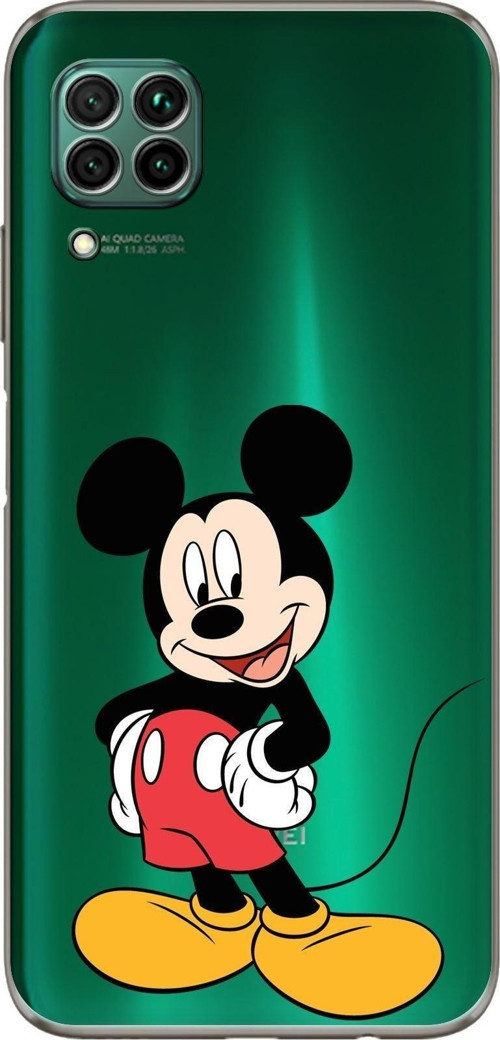 Huawei P40 Lite Kamera Korumalı Kapak Mickey Mouse Tasarımlı Şeffaf Kılıf
