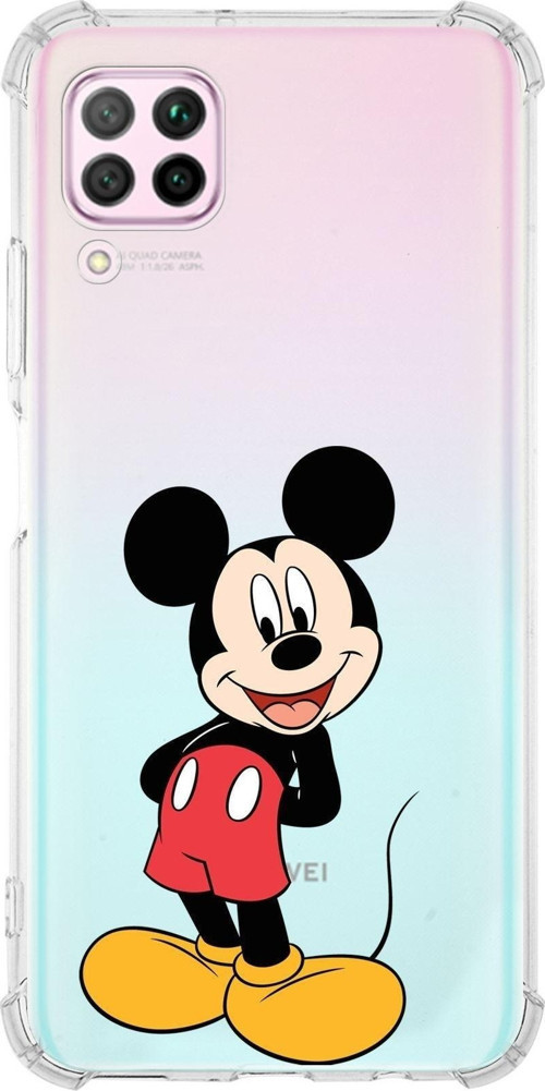 Huawei P40 Lite Köşe Korumalı Antişok Kapak Mickey Mouse Tasarımlı Şeffaf Kılıf