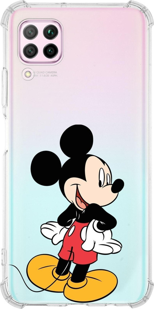 Huawei P40 Lite Köşe Korumalı Antişok Kapak Mickey Mouse Tasarımlı Şeffaf Kılıf