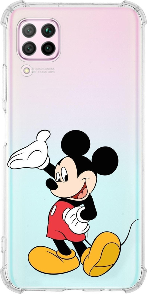 Huawei P40 Lite Köşe Korumalı Antişok Kapak Mickey Mouse Tasarımlı Şeffaf Kılıf