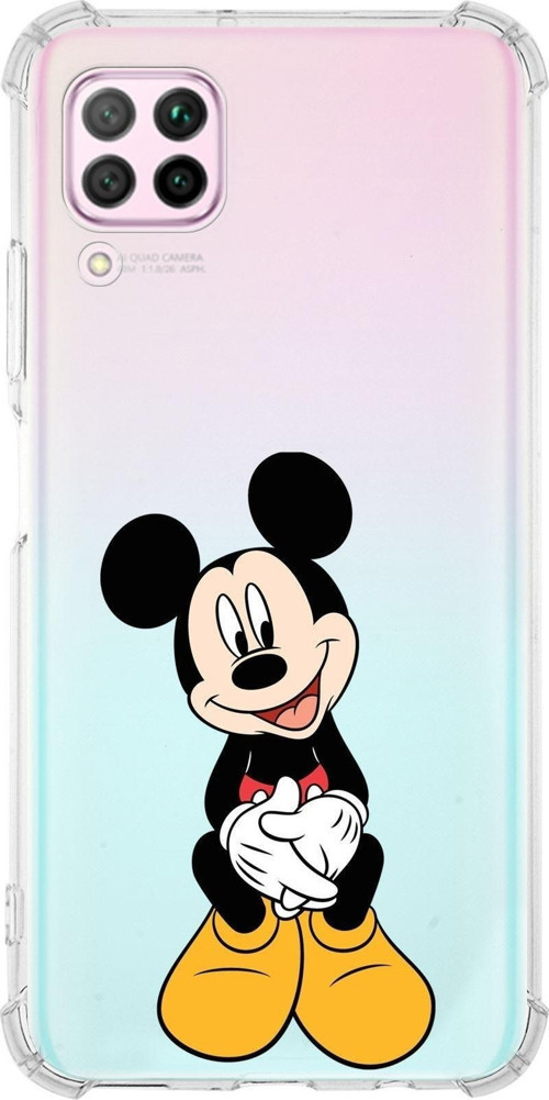 Huawei P40 Lite Köşe Korumalı Antişok Kapak Mickey Mouse Tasarımlı Şeffaf Kılıf