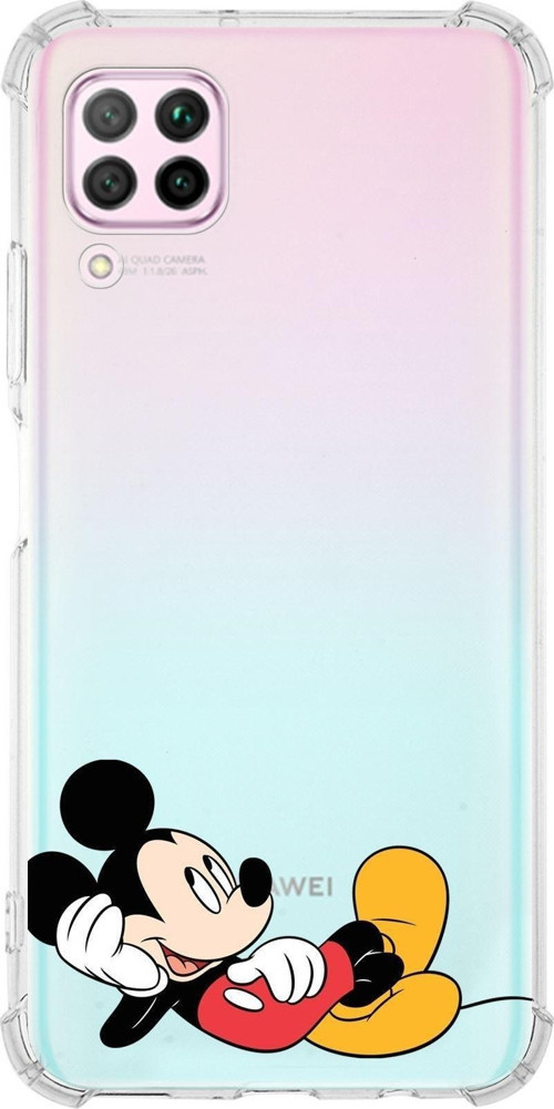 Huawei P40 Lite Köşe Korumalı Antişok Kapak Mickey Mouse Tasarımlı Şeffaf Kılıf