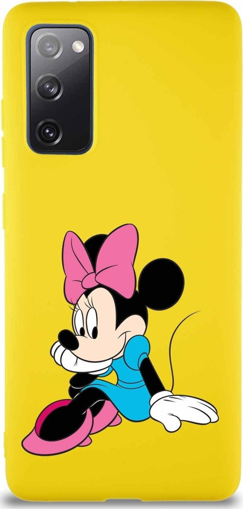 Samsung Galaxy S20 Fe Soft Premier Kapak Minnie Mouse-E Tasarımlı Silikon Kılıf - Sarı