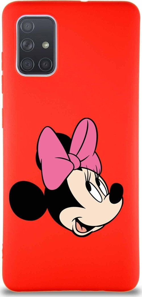 Samsung Galaxy A71 Soft Premier Kapak Minnie Mouse-A Tasarımlı Silikon Kılıf - Kırmızı