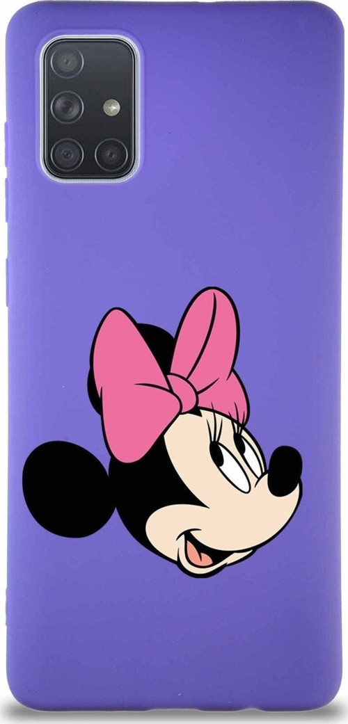 Samsung Galaxy A71 Soft Premier Kapak Minnie Mouse-A Tasarımlı Silikon Kılıf - Mor
