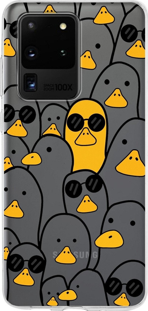 Samsung Galaxy S20 Ultra Kapak Duck Tasarımlı Şeffaf Silikon Kılıf