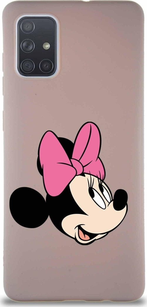 Samsung Galaxy A71 Soft Premier Kapak Minnie Mouse-A Tasarımlı Silikon Kılıf - Pudra