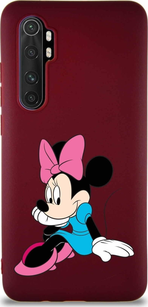 Xiaomi Mi Note 10 Lite Soft Premier Kapak Minnie Mouse-E Tasarımlı Silikon Kılıf - Mürdüm