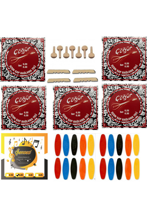 Çöğür 0 20 Uzun Bağlama Takım Teli 6 Takım + 7 Ağaç Burgu + 20 Adet Tezene + 4 Eşik