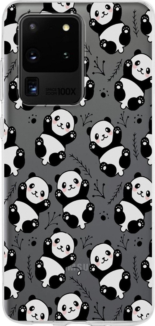 Samsung Galaxy S20 Ultra Kapak Panda Tasarımlı Şeffaf Silikon Kılıf