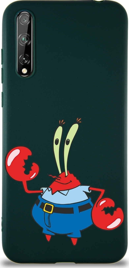 Huawei P Smart S Soft Premier Kapak Bay Yengeç Tasarımlı Silikon Kılıf - Yeşil