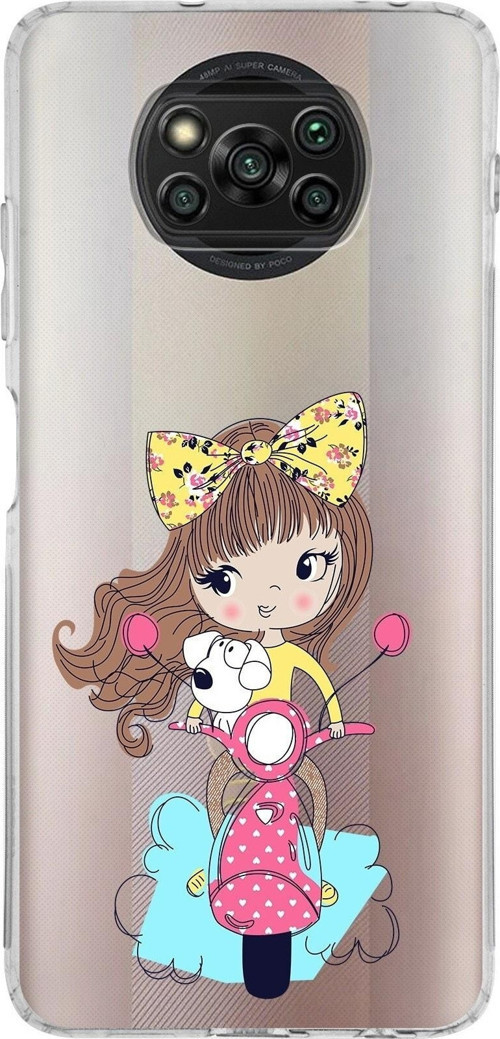 Xiaomi Poco X3 Pro Kamera Korumalı Kapak Vespagirl Tasarımlı Şeffaf Kılıf