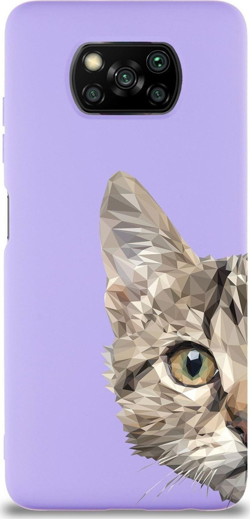 Xiaomi Poco X3 Pro Uyumlu Lansman Kılıf Catface Tasarımlı Içi Kadife Kapak-Lila
