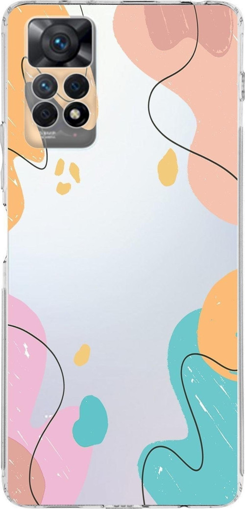Xiaomi Redmi Note 11S Uyumlu Kamera Korumalı Kapak Karışık Renkler Tasarımlı Şeffaf Kılıf