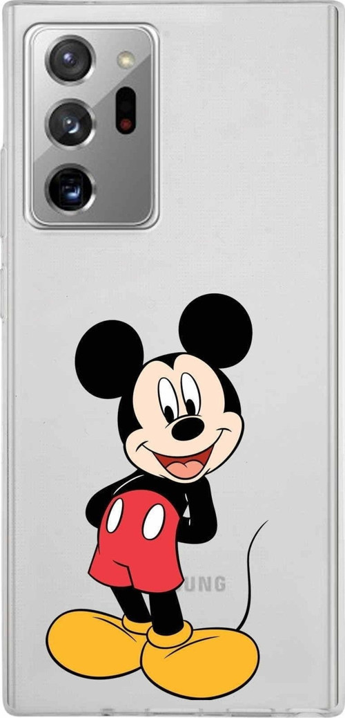 Samsung Galaxy Note 20 Ultra Kapak Mickey Mouse Tasarımlı Şeffaf Silikon Kılıf