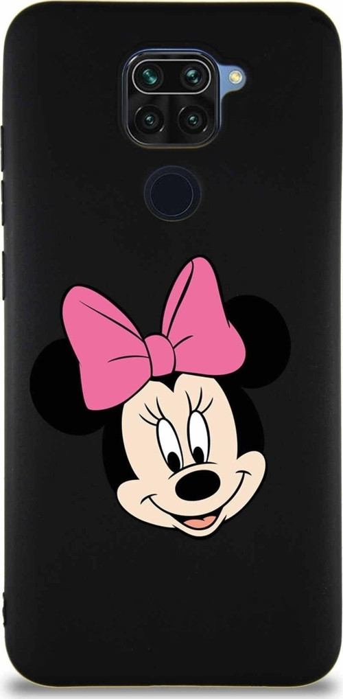 Xiaomi Redmi Note 9 Soft Premier Kapak Minnie Mouse-C Tasarımlı Silikon Kılıf - Siyah