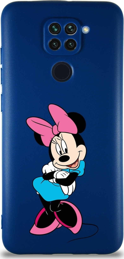 Xiaomi Redmi Note 9 Soft Premier Kapak Minnie Mouse-D Tasarımlı Silikon Kılıf - Lacivert