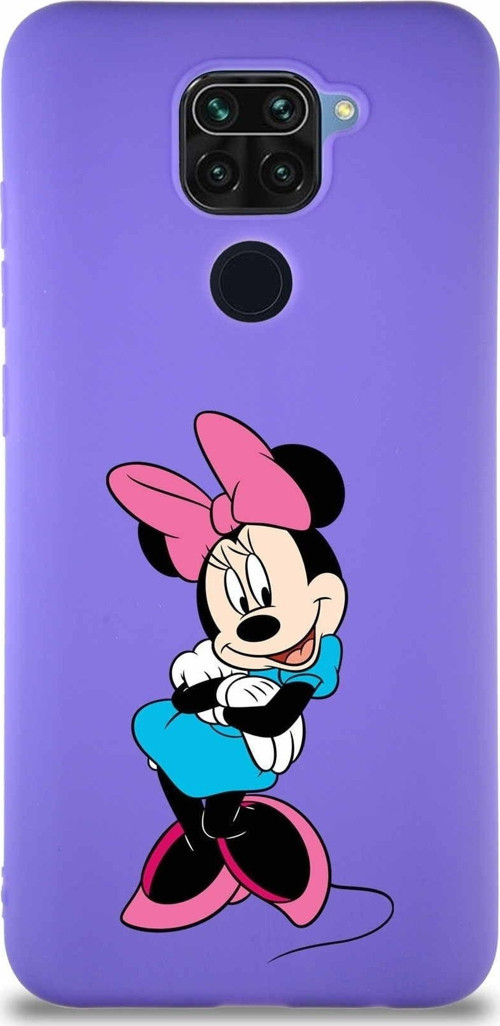 Xiaomi Redmi Note 9 Soft Premier Kapak Minnie Mouse-D Tasarımlı Silikon Kılıf - Mor