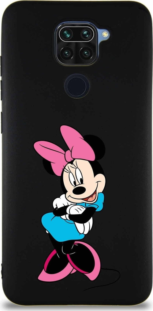 Xiaomi Redmi Note 9 Soft Premier Kapak Minnie Mouse-D Tasarımlı Silikon Kılıf - Siyah