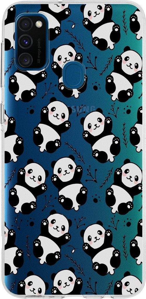 Samsung Galaxy M30S Kapak Panda Tasarımlı Şeffaf Silikon Kılıf