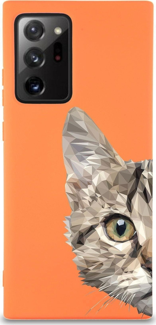 Samsung Galaxy Note 20 Plus Uyumlu Lansman Kılıf Catface Tasarımlı Içi Kadife Kapak-Turuncu