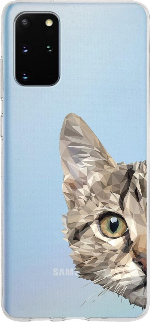 Samsung Galaxy S20 Plus Kapak Catface Tasarımlı Şeffaf Silikon Kılıf