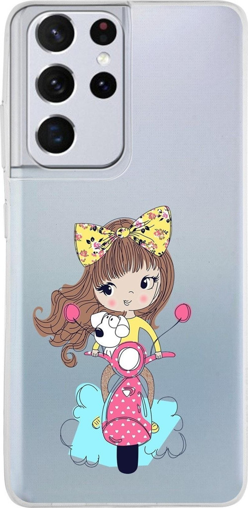 Samsung Galaxy S21 Ultra Kapak Vespagirl Tasarımlı Şeffaf Silikon Kılıf
