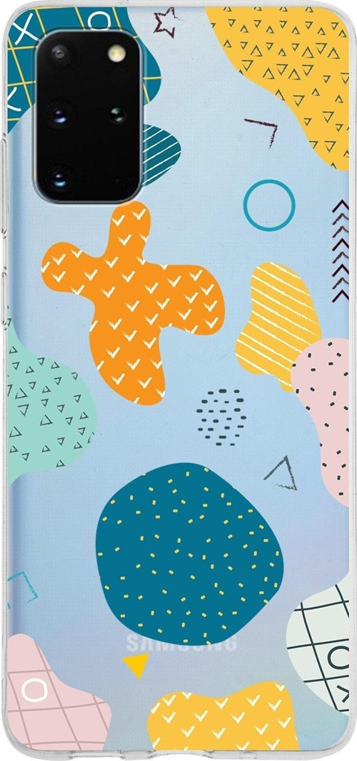 Samsung Galaxy S20 Plus Kapak Geometrik Şekiller Tasarımlı Şeffaf Silikon Kılıf
