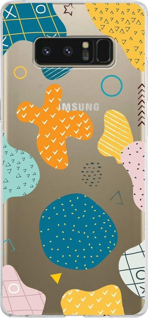 Samsung Galaxy Note 8 Kapak Geometrik Şekiller Tasarımlı Şeffaf Silikon Kılıf
