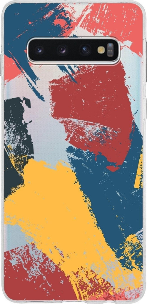 Samsung Galaxy S10 Kapak Brush Stroke Tasarımlı Şeffaf Silikon Kılıf