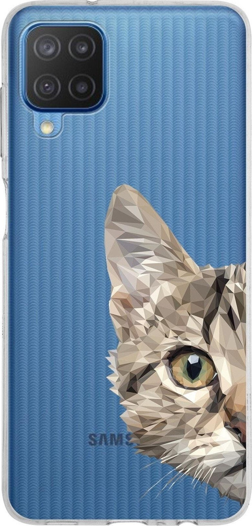 Samsung Galaxy M12 Kapak Catface Tasarımlı Şeffaf Silikon Kılıf