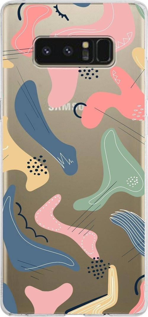 Samsung Galaxy Note 8 Kapak Abstract Tasarımlı Şeffaf Silikon Kılıf