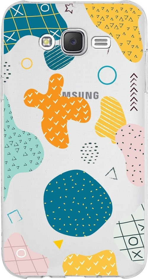 Samsung Galaxy J7 Kapak Geometrik Şekiller Tasarımlı Şeffaf Silikon Kılıf