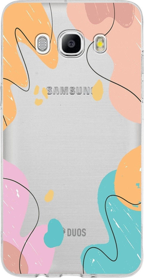 Samsung Galaxy J5 2016 Kapak Karışık Renkler Tasarımlı Şeffaf Silikon Kılıf