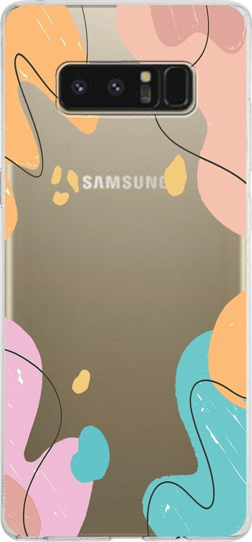 Samsung Galaxy Note 8 Kapak Karışık Renkler Tasarımlı Şeffaf Silikon Kılıf
