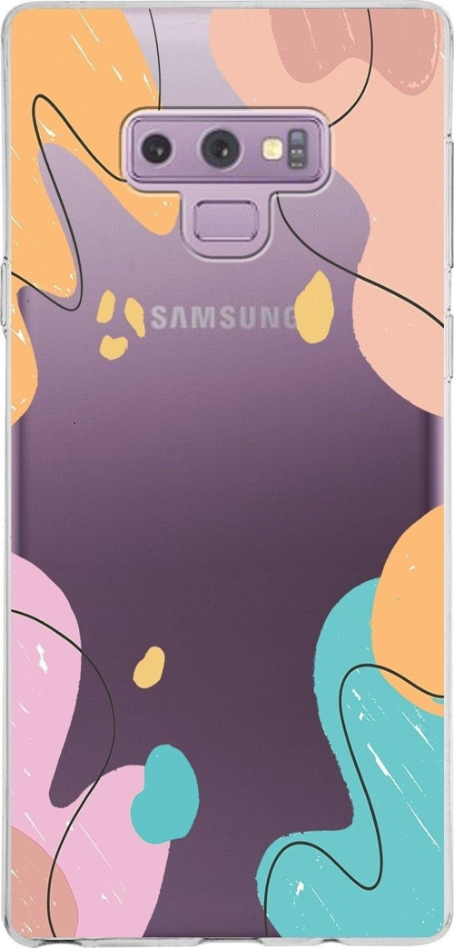 Samsung Galaxy Note 9 Kapak Karışık Renkler Tasarımlı Şeffaf Silikon Kılıf